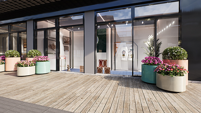 商业街区店铺组合花箱