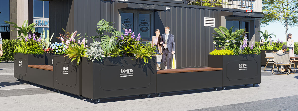 室外铁艺便捷移动花箱