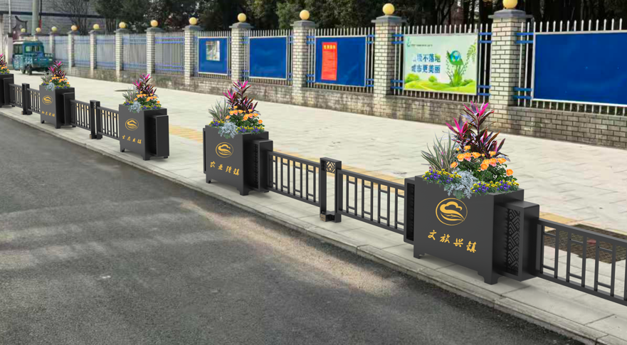移动花箱护栏赋能白茆镇市政空间提升