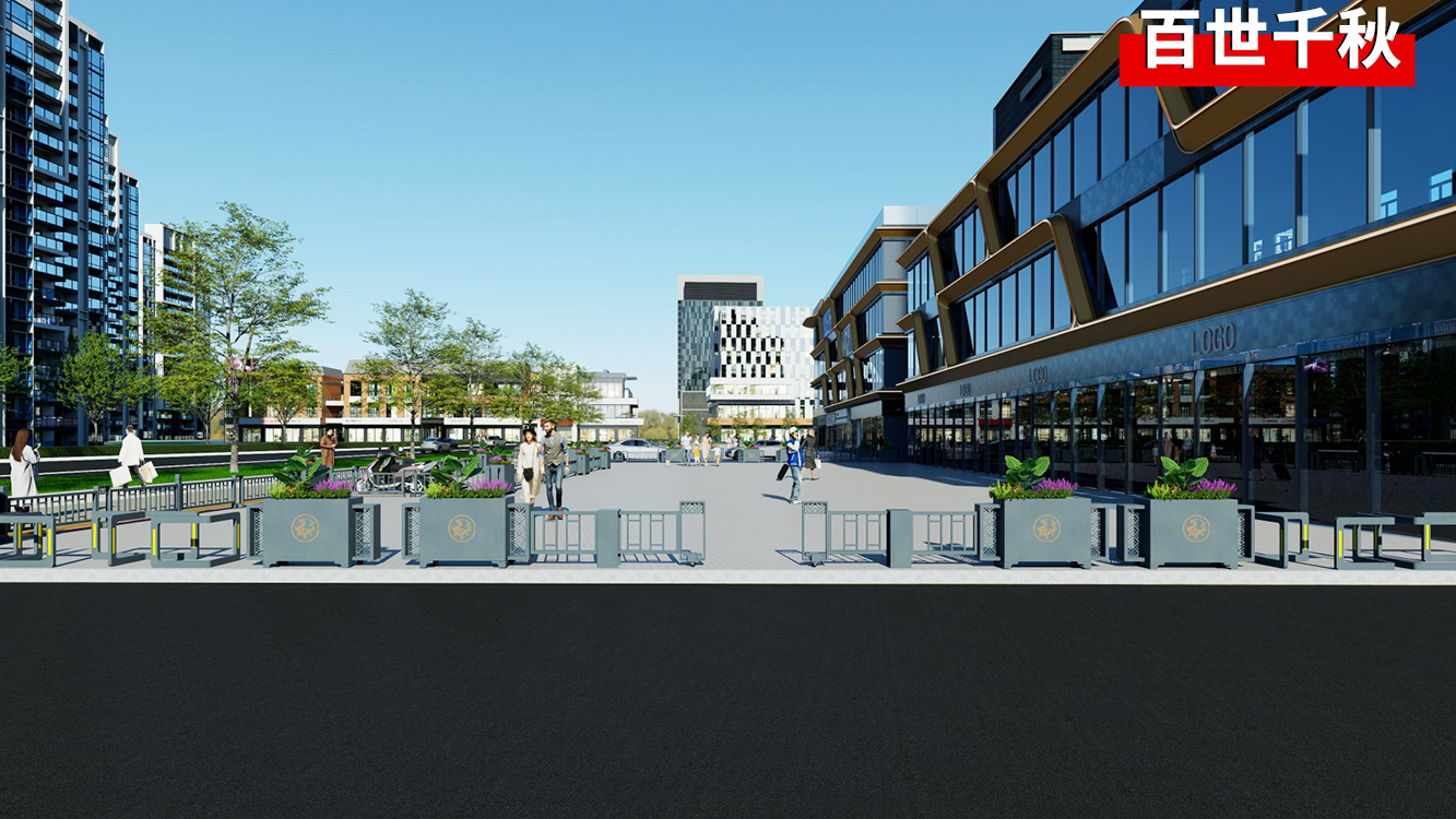 商业广场出入口花箱护栏人车隔离