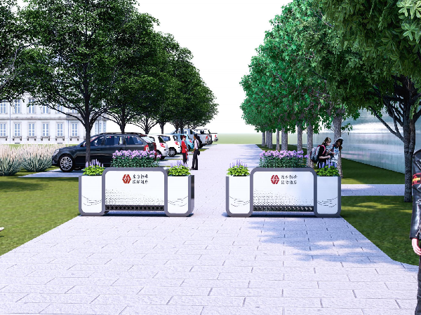 公园入口花箱隔离