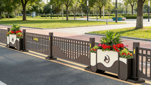 【山水轻勾花箱护栏】公园场景花箱隔离